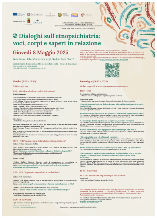 Comunicato stampa “Dialoghi sull’etnopsichiatria: voci, corpi e saperi in relazione”